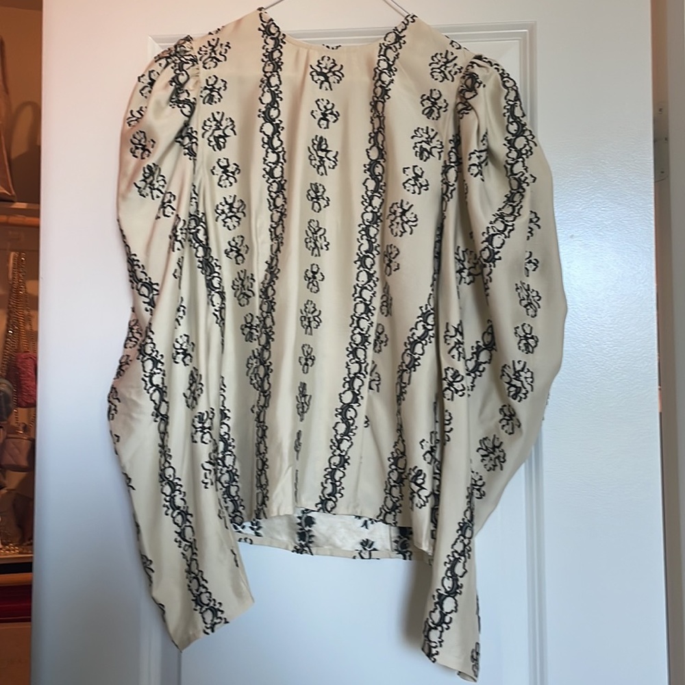 Layla Embroidered Silk-Blend Blouse - Picture 3 of 8
